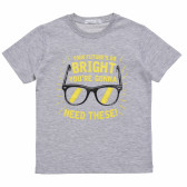 Tricou de bumbac pentru băieți etichetat „Bright”, gri Acar 114427 