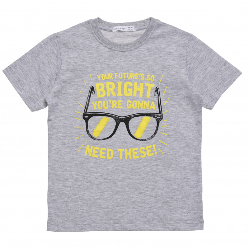 Tricou de bumbac pentru băieți etichetat „Bright”, gri  114427