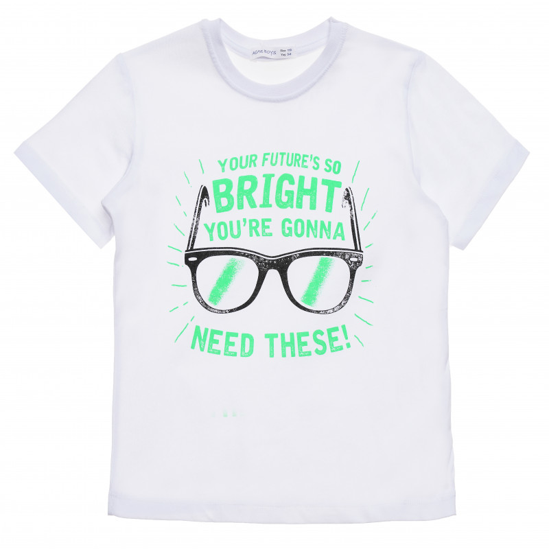 Tricou de bumbac pentru băieți etichetat „Bright”, alb  114435
