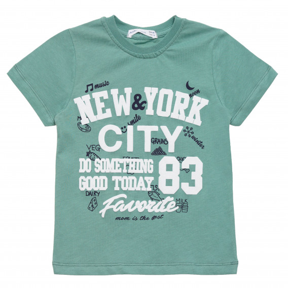 Tricou de bumbac de băieți cu imprimeu NYC, verde Acar 114447 