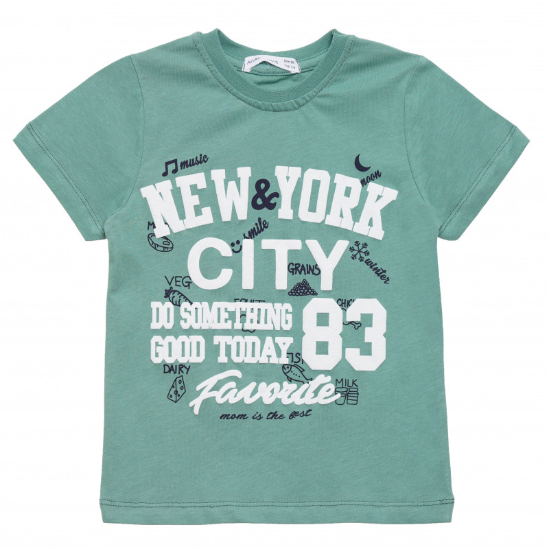 Tricou de bumbac de băieți cu imprimeu NYC, verde  114447