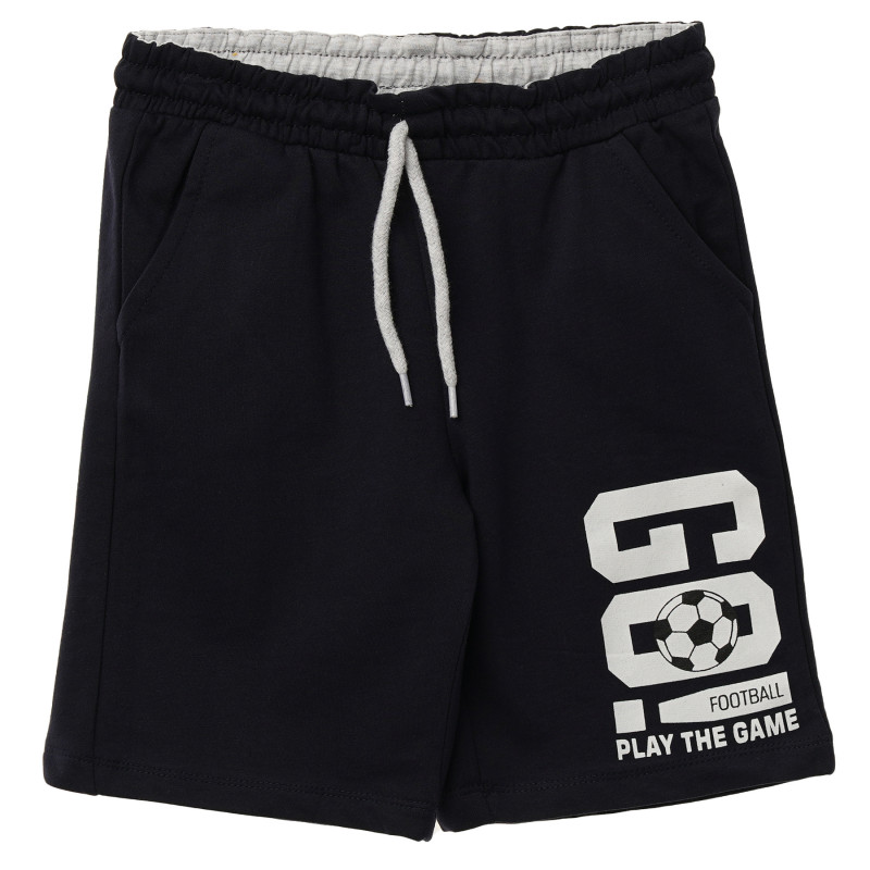 Pantaloni scurți de bumbac pentru băieți cu imprimeu „Go!”, negru  114459