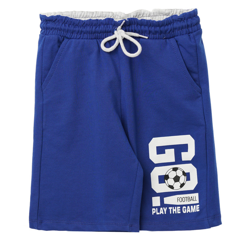 Pantaloni scurți de bumbac pentru băieți cu imprimeu „Go!”, albastru  114467