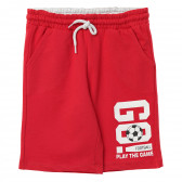 Pantaloni scurți de bumbac pentru băieți cu imprimeu „Go!”, roșu Acar 114471 