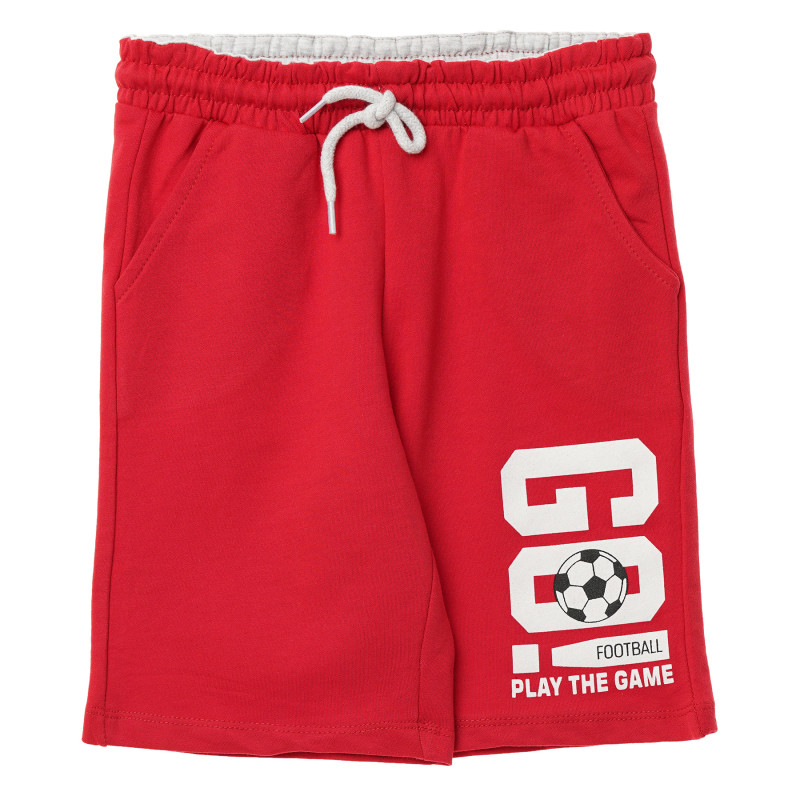 Pantaloni scurți de bumbac pentru băieți cu imprimeu „Go!”, roșu  114471