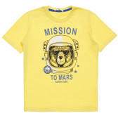 Tricou de  băieți cu eticheta "Misiune pe Marte", galben Acar 114511 