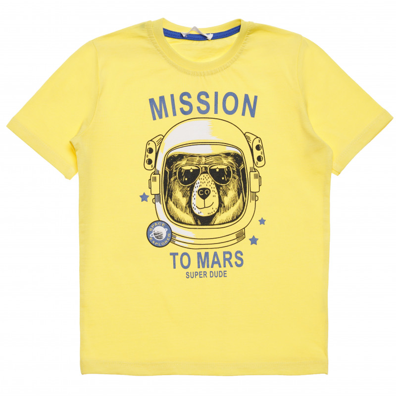 Tricou de  băieți cu eticheta "Misiune pe Marte", galben  114511
