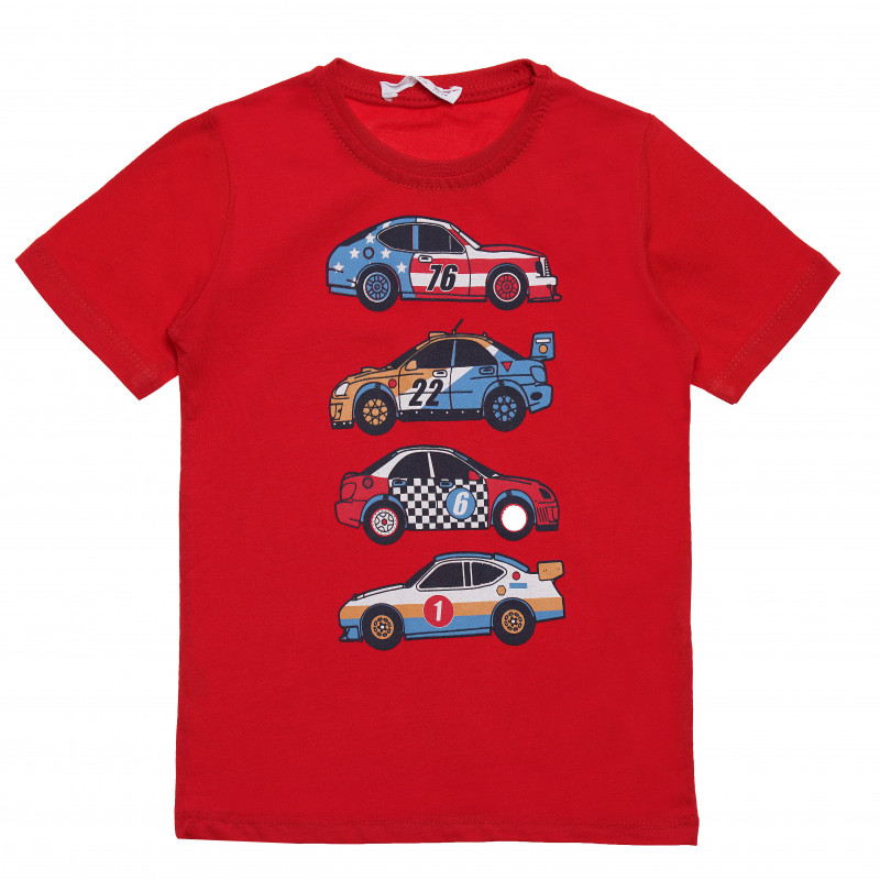 Tricou de bumbac pentru băieți cu imprimeu auto, roșu  114559