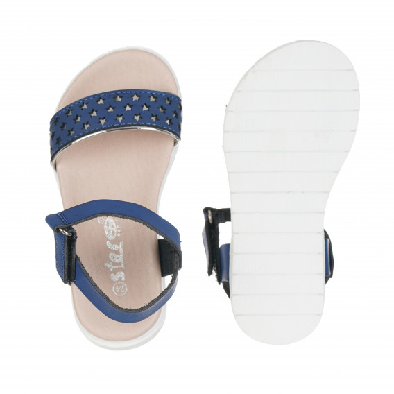 Sandale pentru fete cu curea perforată, albastru Star 114643 2