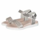 Sandale pentru fete cu curea perforată, argintie Star 114644 