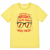 Tricou de bumbac pentru băieți cu eticheta "Bright", galben Acar 114793 