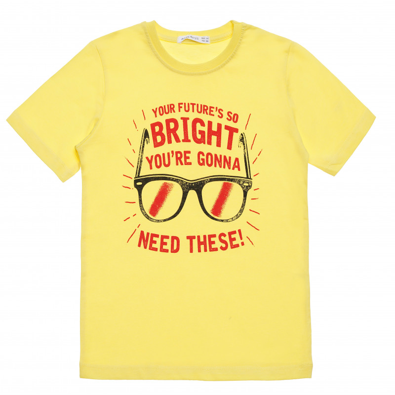 Tricou de bumbac pentru băieți cu eticheta "Bright", galben  114793