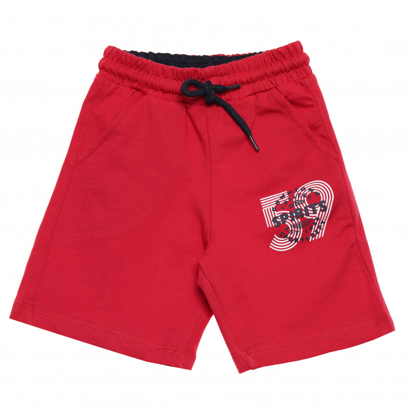Pantaloni scurți de băieți cu imprimeu „59”, roșu  114809