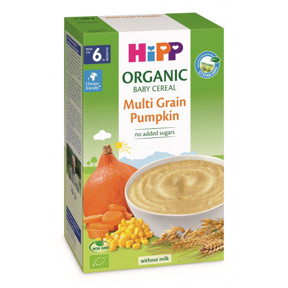 Cereale organice instant cu dovleac, cutie 200 g. Hipp 114944 