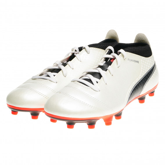 Pantofi albi de fotbal cu accente negre pentru băieți Puma 115969 2