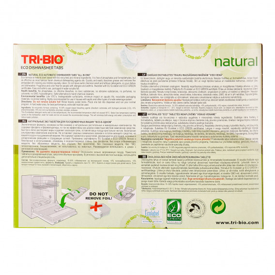 Tablete Eco naturale pentru mașină de spălat vase, cutie de carton, 25 buc. Tri-Bio 116233 4