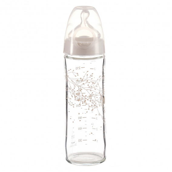 Sticlă pentru hrănire din sticlă, tetină de alimentare M, 0-6 luni, 240 ml, culoare: alb NUK 116269 3
