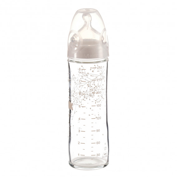 Sticlă pentru hrănire din sticlă, tetină de alimentare M, 0-6 luni, 240 ml, culoare: alb NUK 116270 4