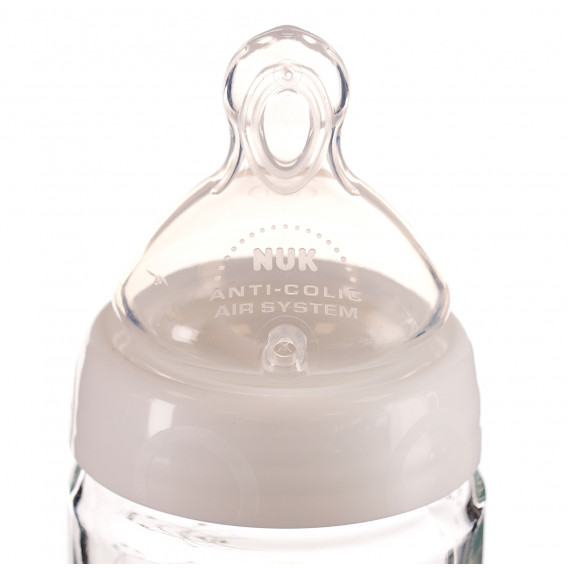 Sticlă pentru hrănire din sticlă, tetină de alimentare M, 0-6 luni, 240 ml, culoare: alb NUK 116271 5