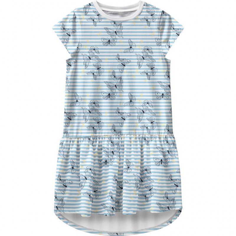 Rochie din bumbac organic cu imprimeu albastru pentru fete  116391