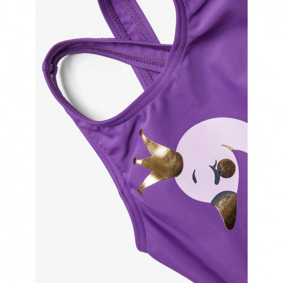 Costum de baie violet dintr-o bucată cu volănașe pentru fete  Name it 116424 4