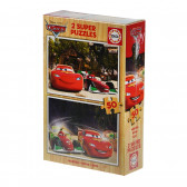 Puzzle 2 în 1 mașinuțe din lemn, 50 de piese Cars 116898 2