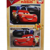 Puzzle cu mașinuțe din lemn 2 în 1, 16 piese Cars 116918 4