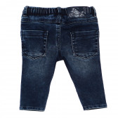 Pantaloni denim pentru copii, albaștri cu talie elastică și șnur Birba 117080 2