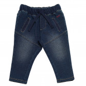 Pantaloni din denim pentru copii, albaștri închis cu șnur  Birba 117126 