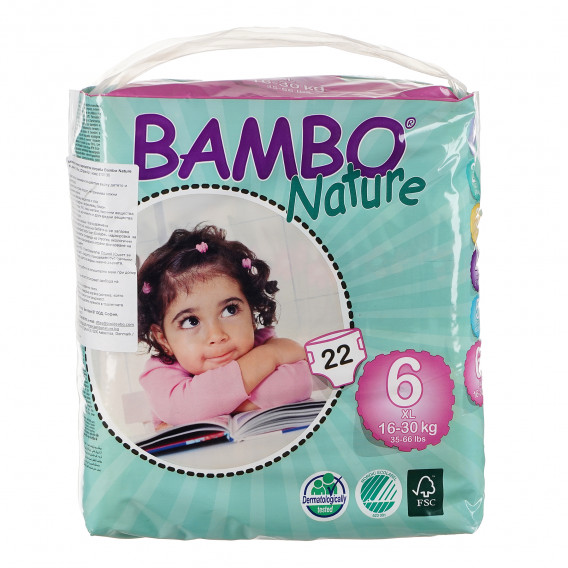 Scutece ECO de bebeluși Bambo Nature XL, mărimea 6, 16-30 kg, 22 bucăți Bambo Nature 117394 5