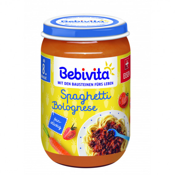 Piure de spaghete bolognese, borcan 220g Bebivita 117599 