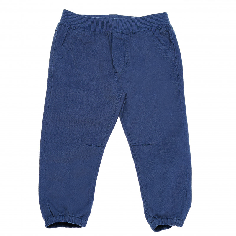 Pantaloni de bumbac pentru băieți, albaștri cu elastice la gleznă  117812