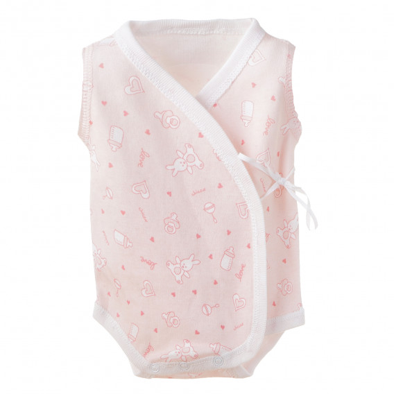Body de bumbac pentru bebeluși, cu imprimeu roz Chicco 117968 