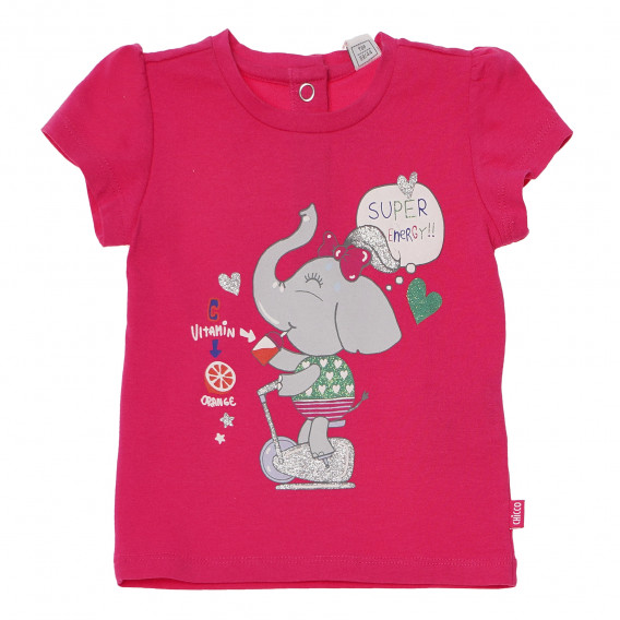 Tricou roz, cu imprimeu elefant, pentru fete Chicco 118070 