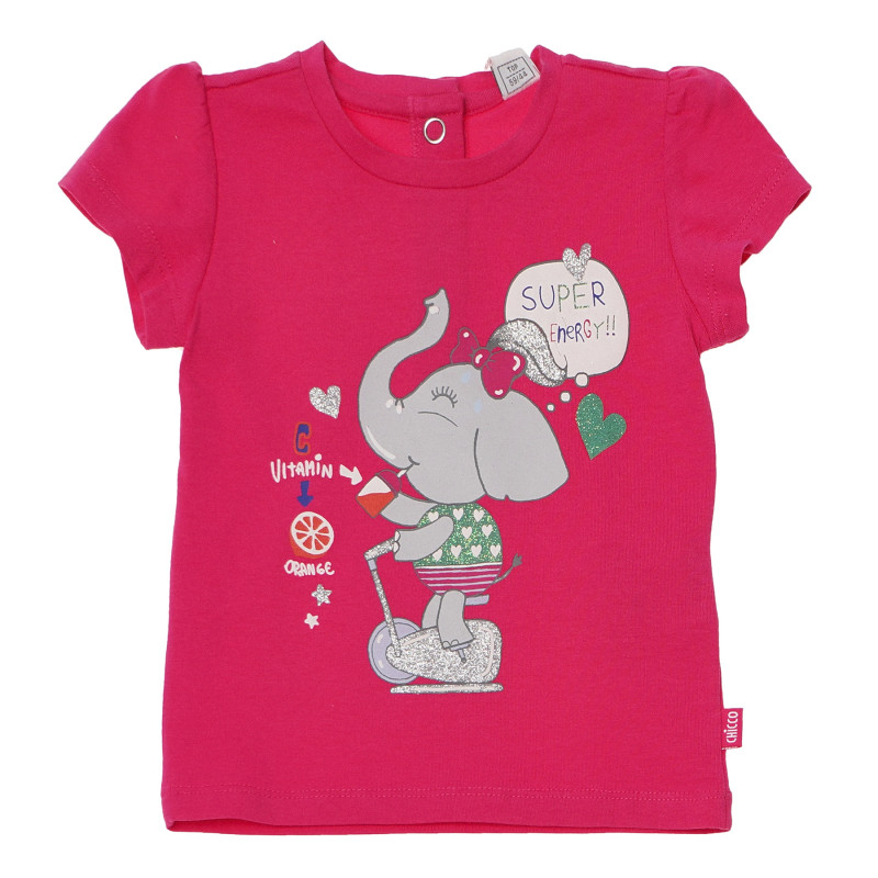 Tricou roz, cu imprimeu elefant, pentru fete  118070