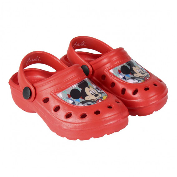 Papuci cu imprimeu Mickey pentru băieți, roșu Mickey Mouse 119006 