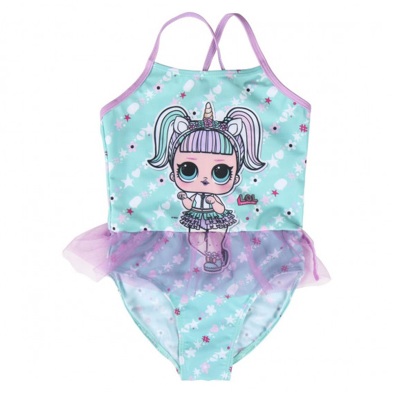 Costum de baie complet cu panglică și imprimeu Lol pentru fete LOL 119051 