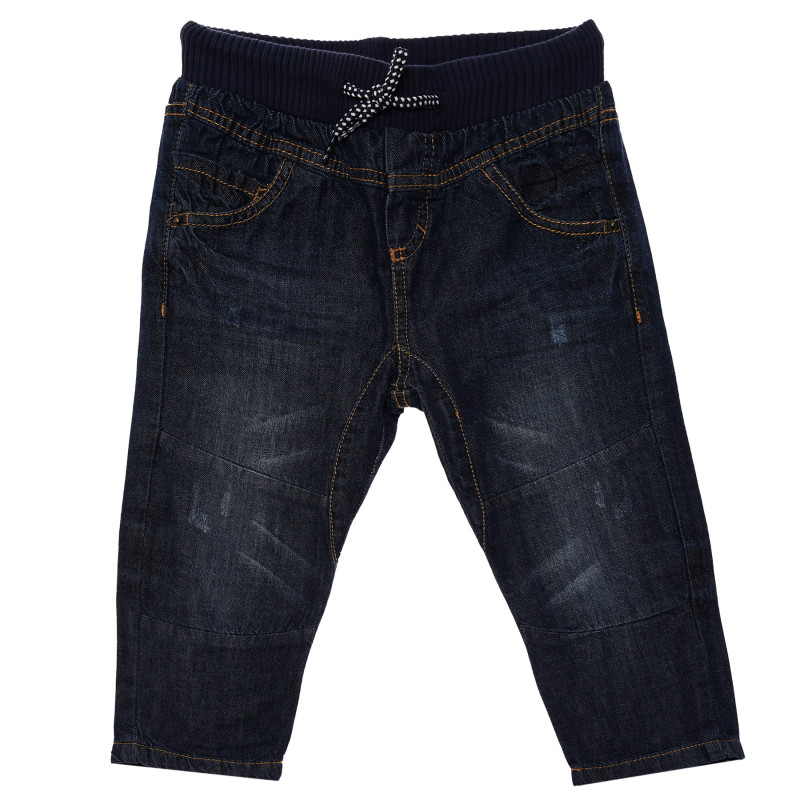 Pantaloni din bumbac pentru băieți, albaștri cu șnur  120301