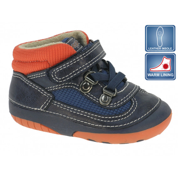 Pantofi cu bandă velcro pentru băieți, albastru și portocaliu Beppi 12207 