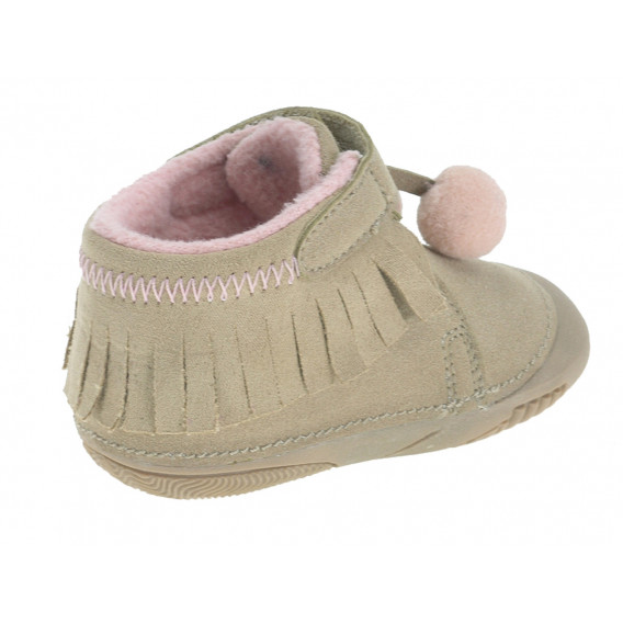 Pantofi pentru fetițe, bej cu pompoane roz Beppi 12216 2