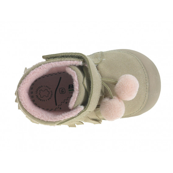 Pantofi pentru fetițe, bej cu pompoane roz Beppi 12217 3