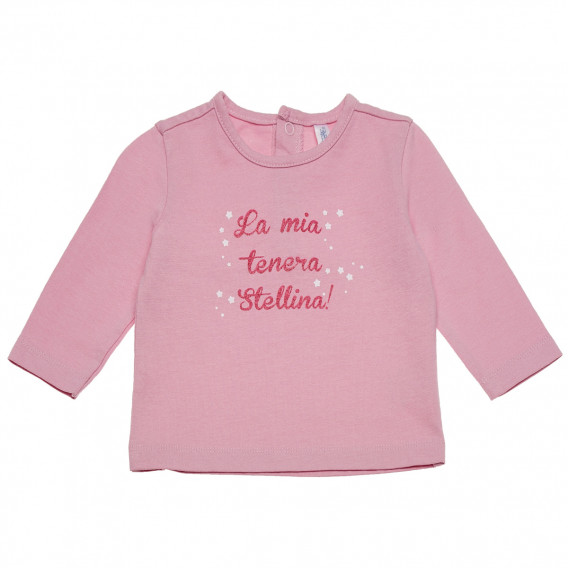 Bluză din bumbac cu mânecă lungă, pentru fetițe, roz Idexe 123379 