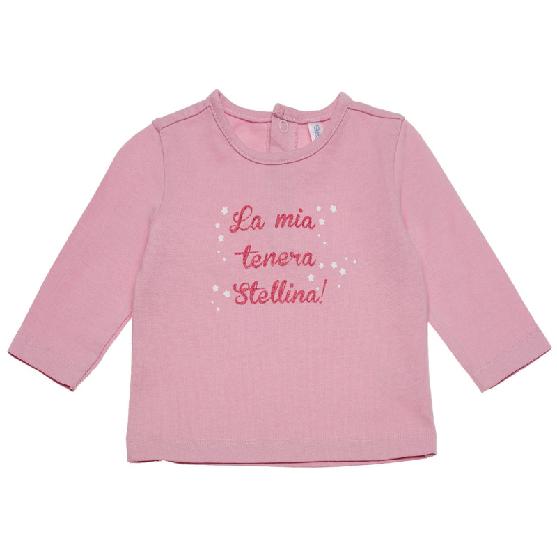 Bluză din bumbac cu mânecă lungă, pentru fetițe, roz  123379