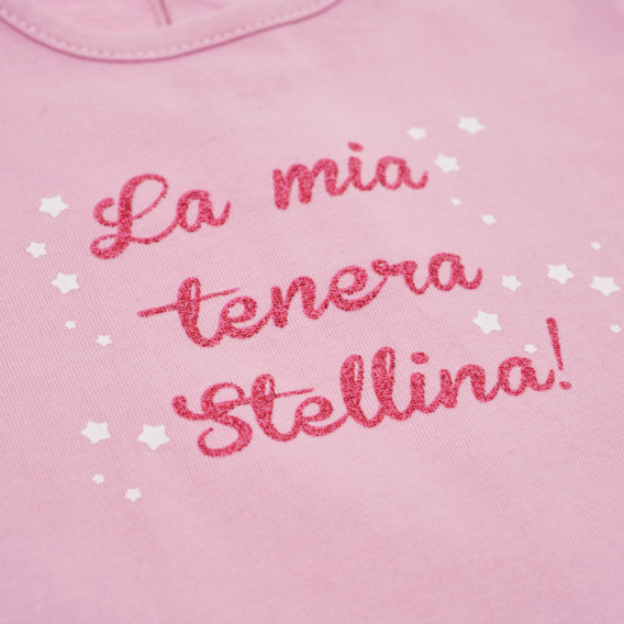 Bluză din bumbac cu mânecă lungă, pentru fetițe, roz Idexe 123381 3