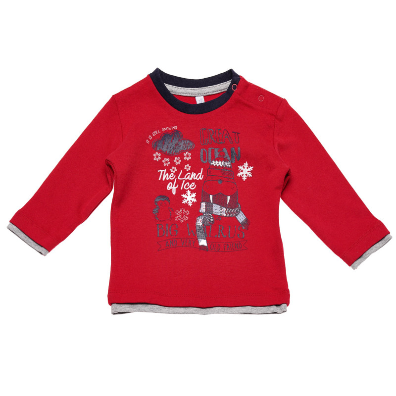 Bluză din bumbac cu mânecă lungă pentru băieți, roșu  123387