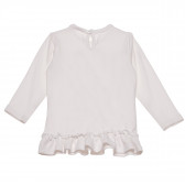 Bluză din bumbac cu mânecă lungă, cu volane și paiete,  pentru fete, alb Idexe 123392 2