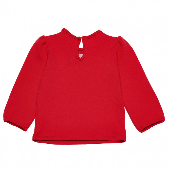 Bluză de bumbac cu mâneci pufoase pentru fete, roșie Idexe 123416 2