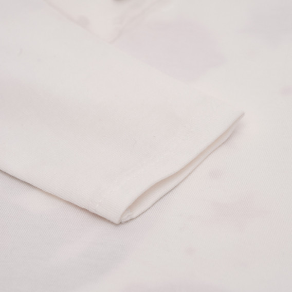 Bluză de bumbac cu imprimeu și aplice argintii pentru fete, albă Idexe 123426 4