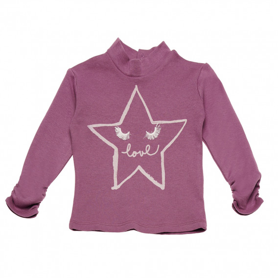 Bluză din bumbac Half-Polo, imprimeu violet pentru fete Idexe 123561 