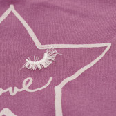 Bluză din bumbac Half-Polo, imprimeu violet pentru fete Idexe 123563 3
